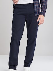 Navy Blue Straight Fit Stretch Chinos Trousers - Image 12 of 12