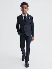 Reiss Navy Hope 3-9 yrs Wool Blend Single Breasted Blazer - Image 3 of 6
