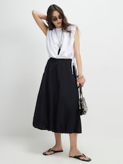 River Island Black Bubble Hem Midi Skirt - Image 1 of 4