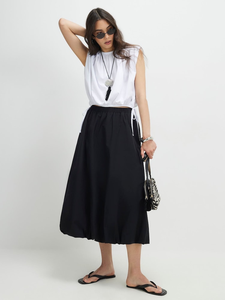 River Island Black Bubble Hem Midi Skirt - Image 1 of 4 River Island Black Bubble Hem Midi Skirt - Image 1 of 4