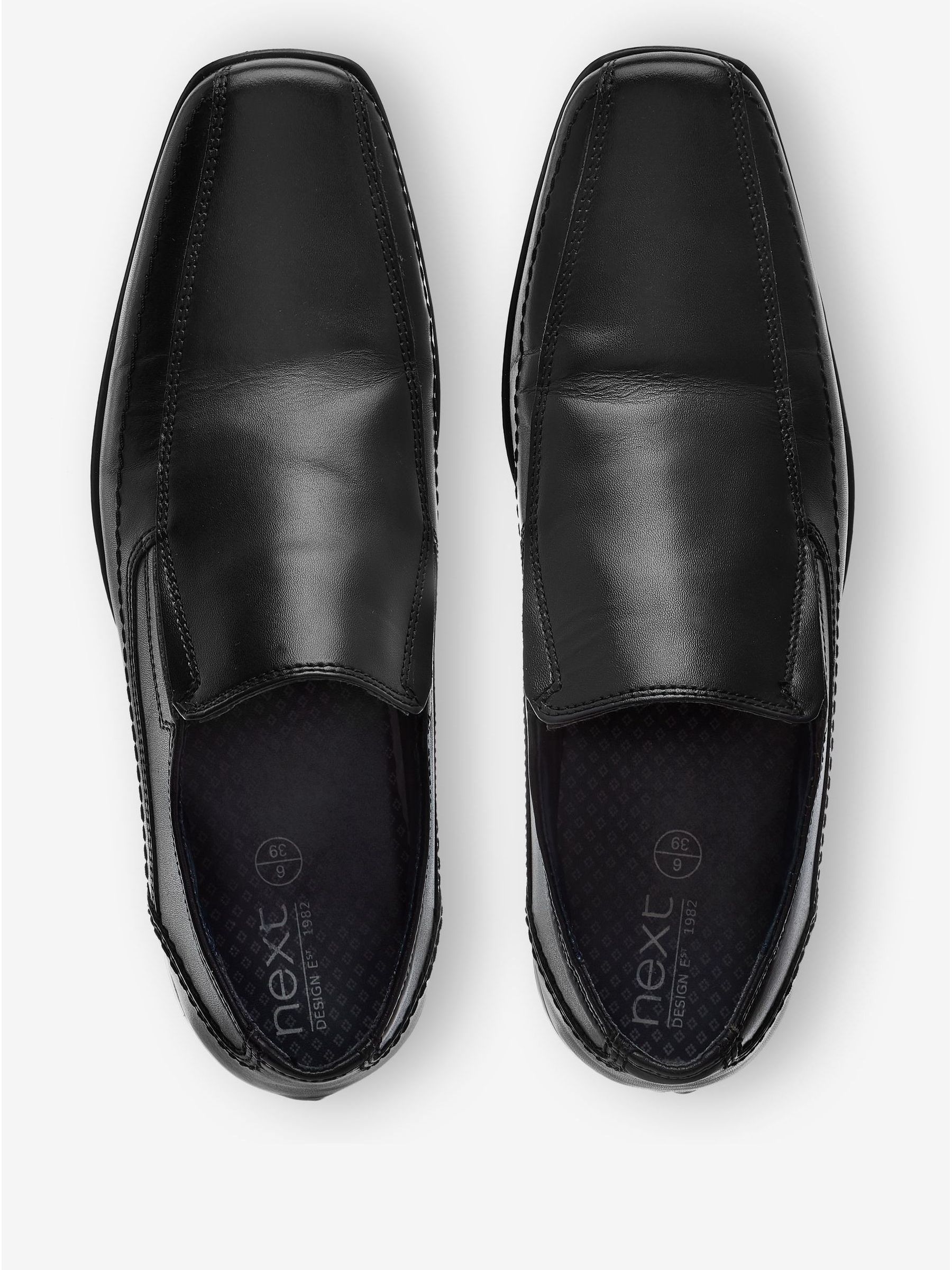 Mens black leather slip on shoes discount
