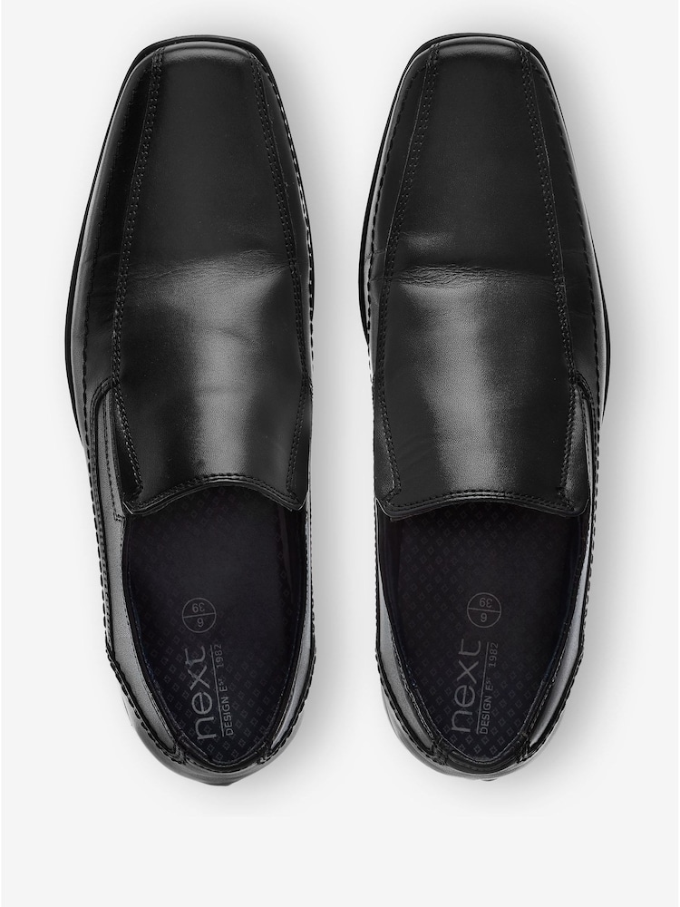 Black Standard Fit Leather Panel Slip-On Shoes - Image 3 of 5