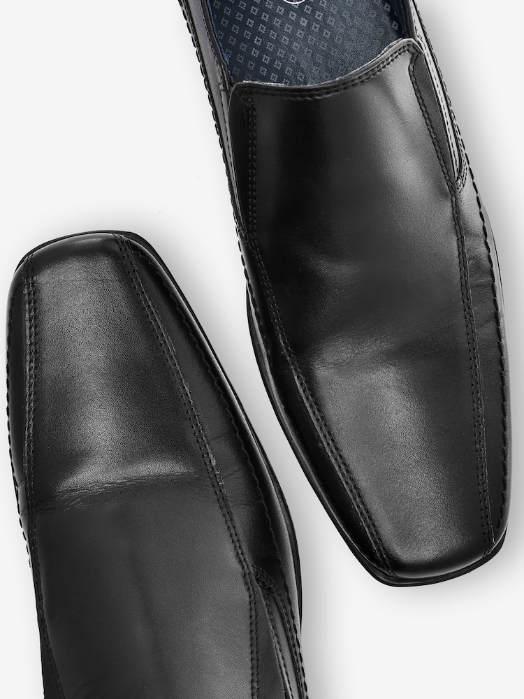 Black Standard Fit Leather Panel Slip-On Shoes - Image 4 of 5