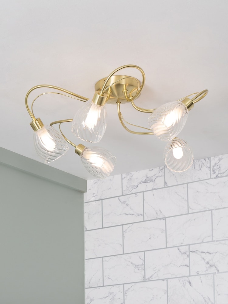 BHS Brass Veria Tangle Flush 5 Light Flush Ceiling Light - Image 1 of 1