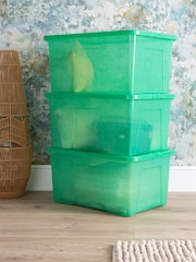 Wham Set of 3 Green Crystal Sparkle 60L Boxes and Lids - Image 1 of 6