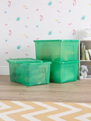 Wham Set of 3 Green Crystal Sparkle 60L Boxes and Lids - Image 2 of 6