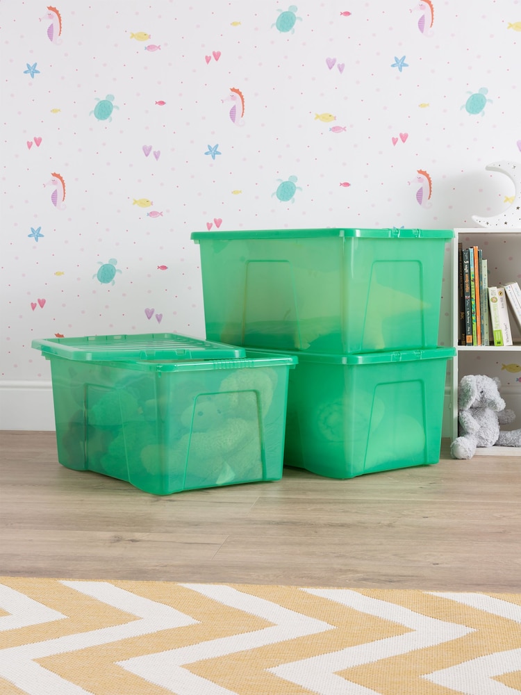 Wham Set of 3 Green Crystal Sparkle 60L Boxes and Lids - Image 2 of 6