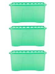 Wham Set of 3 Green Crystal Sparkle 60L Boxes and Lids - Image 4 of 6