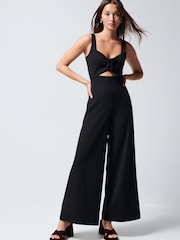 Black Sleeveless Corsage Detail Jumpsuit - Image 2 of 4