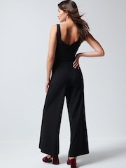 Black Sleeveless Corsage Detail Jumpsuit - Image 3 of 4