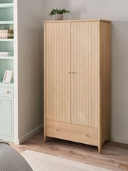 Light Natural Clementine Oak Veneer Double, 1 Drawer Wardrobe - Image 1 of 8