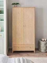 Light Natural Clementine Oak Veneer Double, 1 Drawer Wardrobe - Image 3 of 8