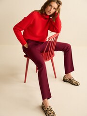 Berry Red Tailored Elastic Back Straight Leg Trousers - Image 1 of 1