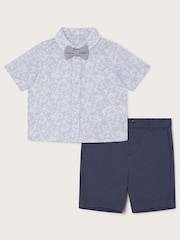 Monsoon Blue 100% Cotton Ditsy Smart Shirt and Shorts Set - Image 2 of 4
