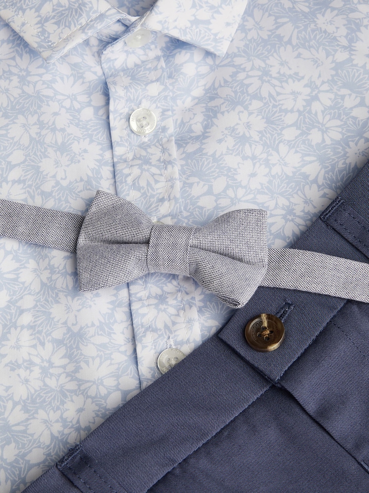 Monsoon Blue 100% Cotton Ditsy Smart Shirt and Shorts Set - Image 4 of 4