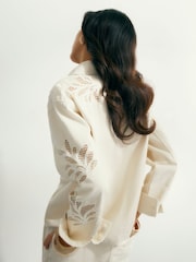 River Island Cream Long Sleeve Embroidered Shirt - Image 2 of 4