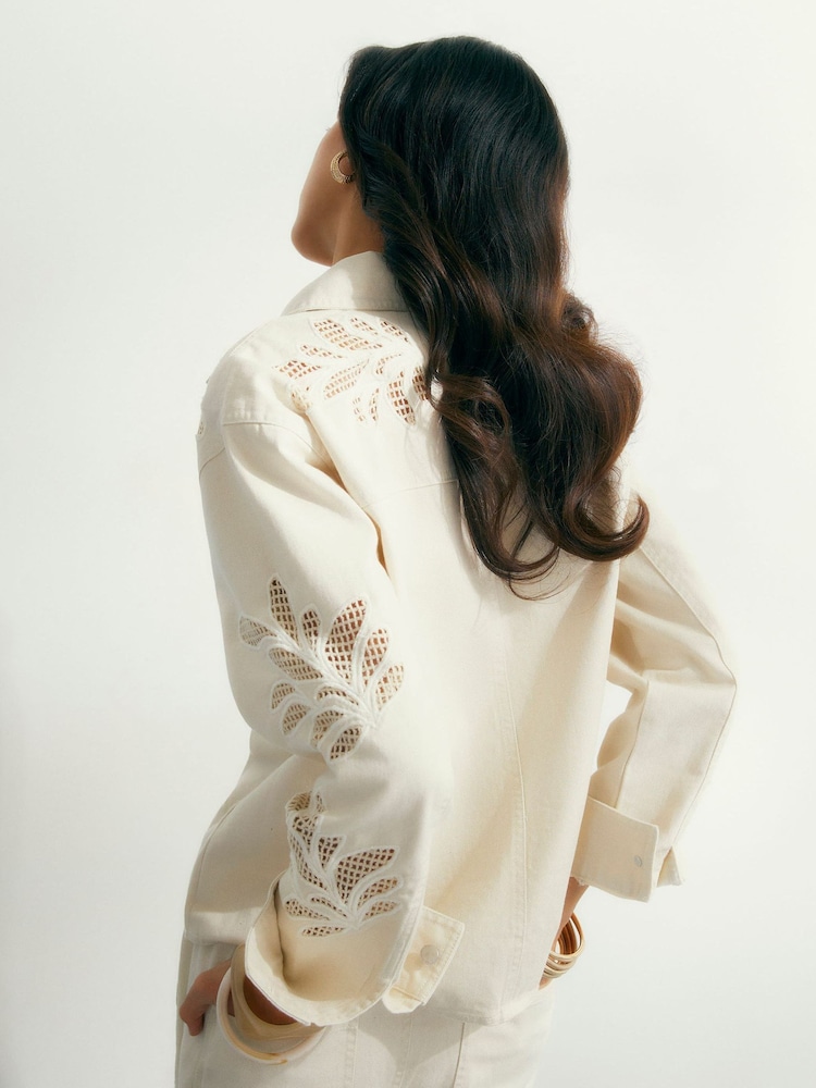 River Island Cream Long Sleeve Embroidered Shirt - Image 2 of 4