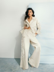 River Island Cream Long Sleeve Embroidered Shirt - Image 3 of 4