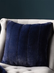 Riva Paoletti Navy Blue 45 x 45cm Empress Faux Fur Cushion - Image 1 of 6