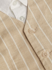 Monsoon Natural Cooper Stripe Smart Shirt Waistcoat and Shorts Set - Image 3 of 3