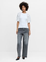 French Connection White Krista Puff Sleeve Raglan Top - Image 3 of 6