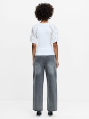 French Connection White Krista Puff Sleeve Raglan Top - Image 5 of 6