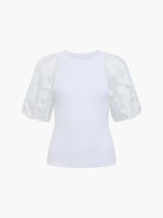 French Connection White Krista Puff Sleeve Raglan Top - Image 6 of 6