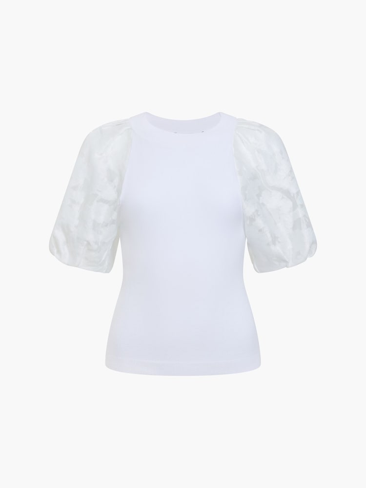 French Connection White Krista Puff Sleeve Raglan Top - Image 6 of 6