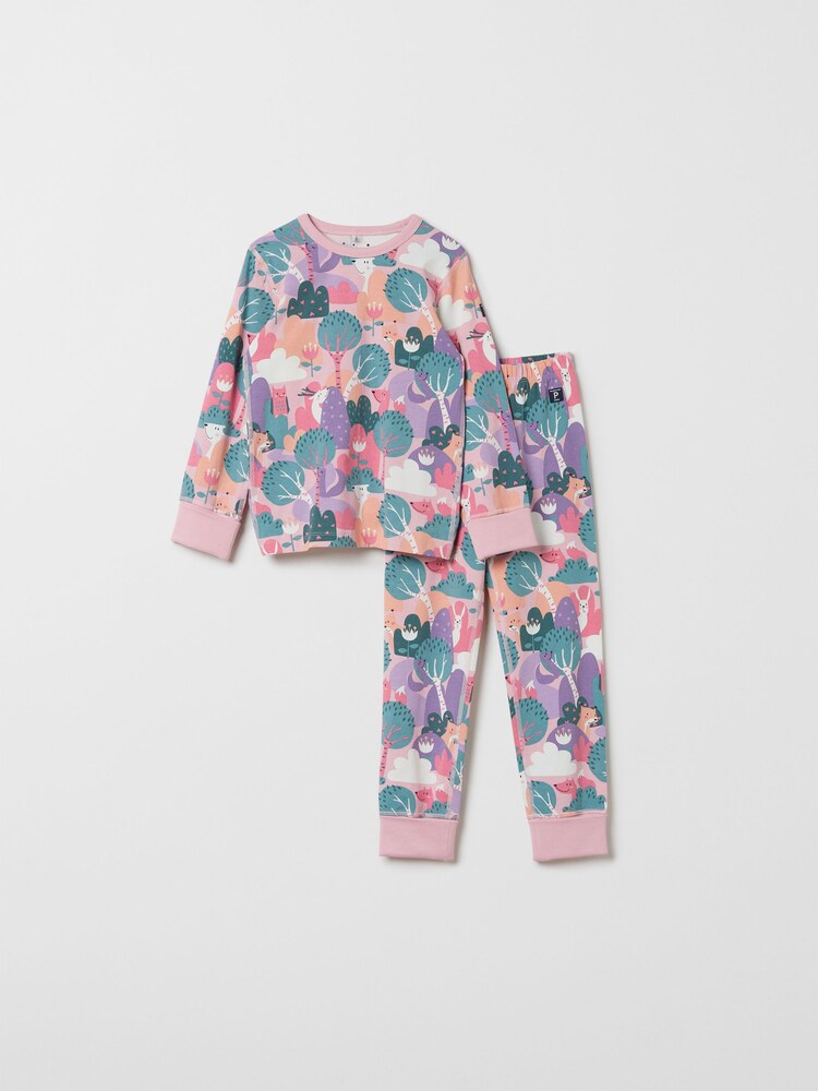 Polarn O. Pyret Pink Organic Cotton Print Pyjamas - Image 1 of 3