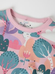 Polarn O. Pyret Pink Organic Cotton Print Pyjamas - Image 2 of 3
