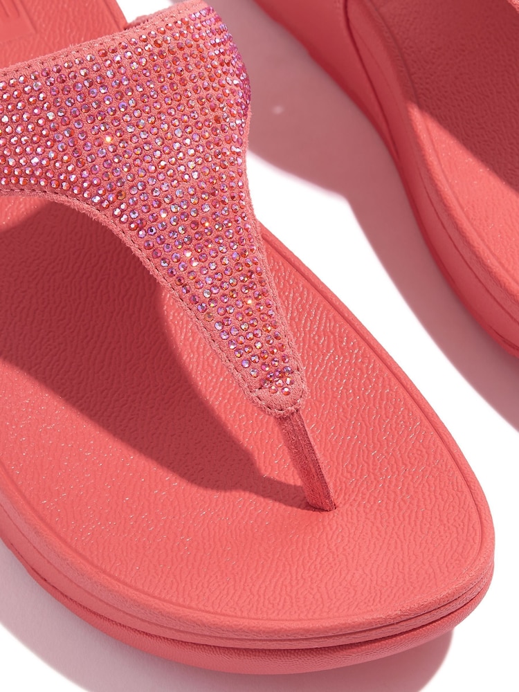 FitFlop Pink Lulu Crystal Embellished Toe Post Sandals - Image 4 of 4