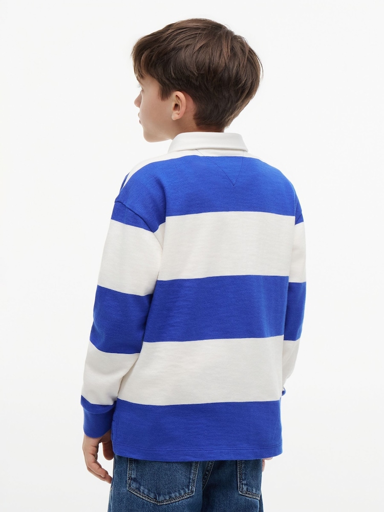 Tommy Hilfiger Blue Regular Fit Stripe Long Sleeve Polo Shirt - Image 2 of 5
