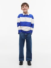 Tommy Hilfiger Blue Regular Fit Stripe Long Sleeve Polo Shirt - Image 3 of 5