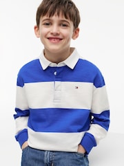 Tommy Hilfiger Blue Regular Fit Stripe Long Sleeve Polo Shirt - Image 4 of 5
