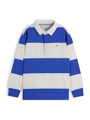 Tommy Hilfiger Blue Regular Fit Stripe Long Sleeve Polo Shirt - Image 5 of 5