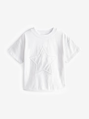 White 100% Cotton Short Sleeve Appliqué T-Shirt (3mths-7yrs) - Image 1 of 3