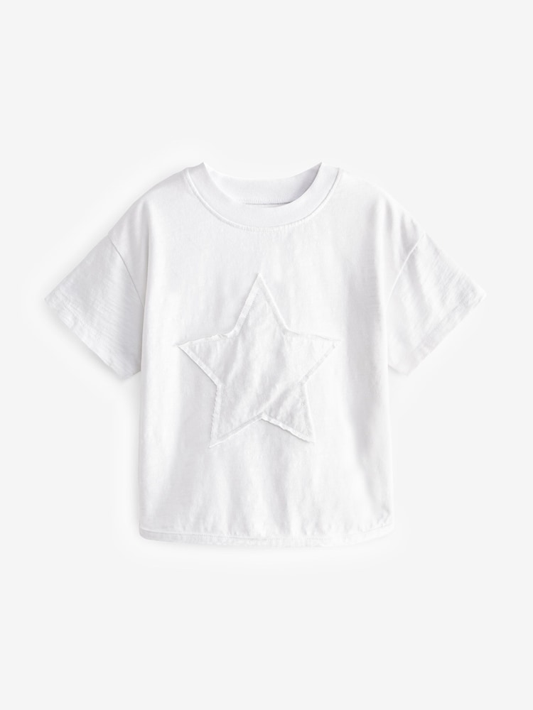 White 100% Cotton Short Sleeve Appliqué T-Shirt (3mths-7yrs) - Image 1 of 3