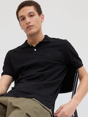 Gap Black Pique Logo 100% Cotton Short Sleeve Polo Shirt - Image 1 of 8