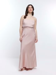 River Island Pink Bandeau Bridesmaid Dress - Image 1 of 5