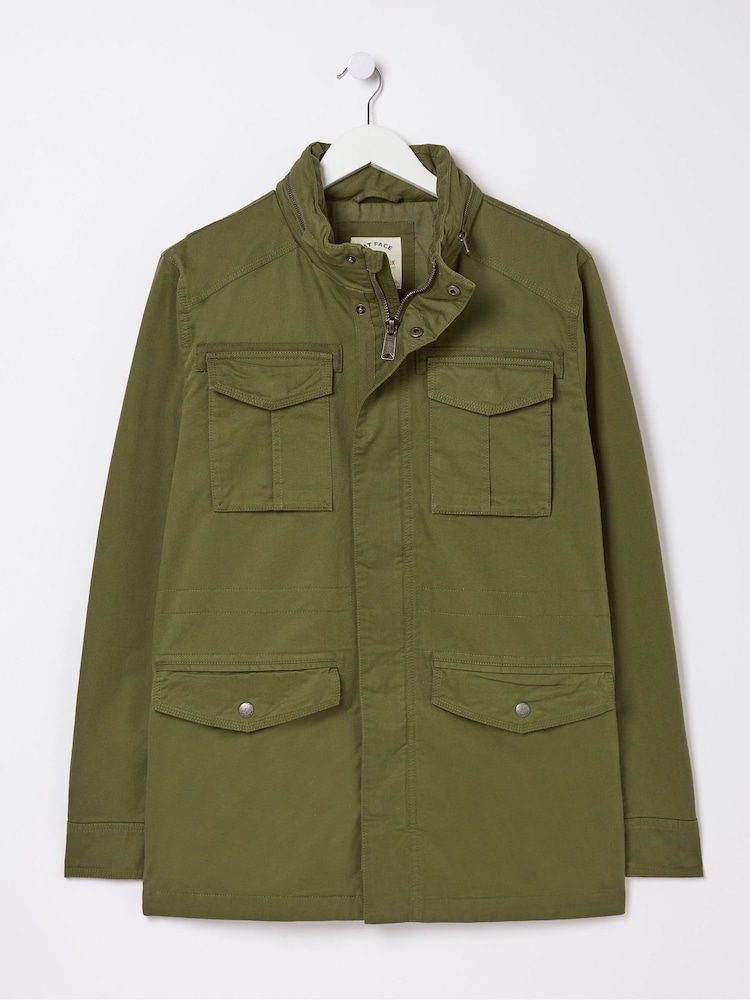 FatFace Calcot Green Cotton 4 Pocket Jacket - Image 5 of 5