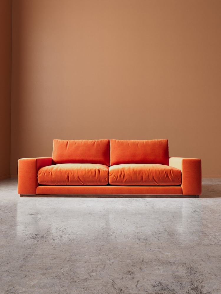 Swoon Burnt Orange Denver Easy Velvet 3 Seater Sofa - Image 2 of 6 Swoon Burnt Orange Denver Easy Velvet 3 Seater Sofa - Image 2 of 6