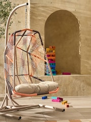 MADE.COM Dark Brown Mix Copa Garden Hanging Egg Chair - Image 1 of 4