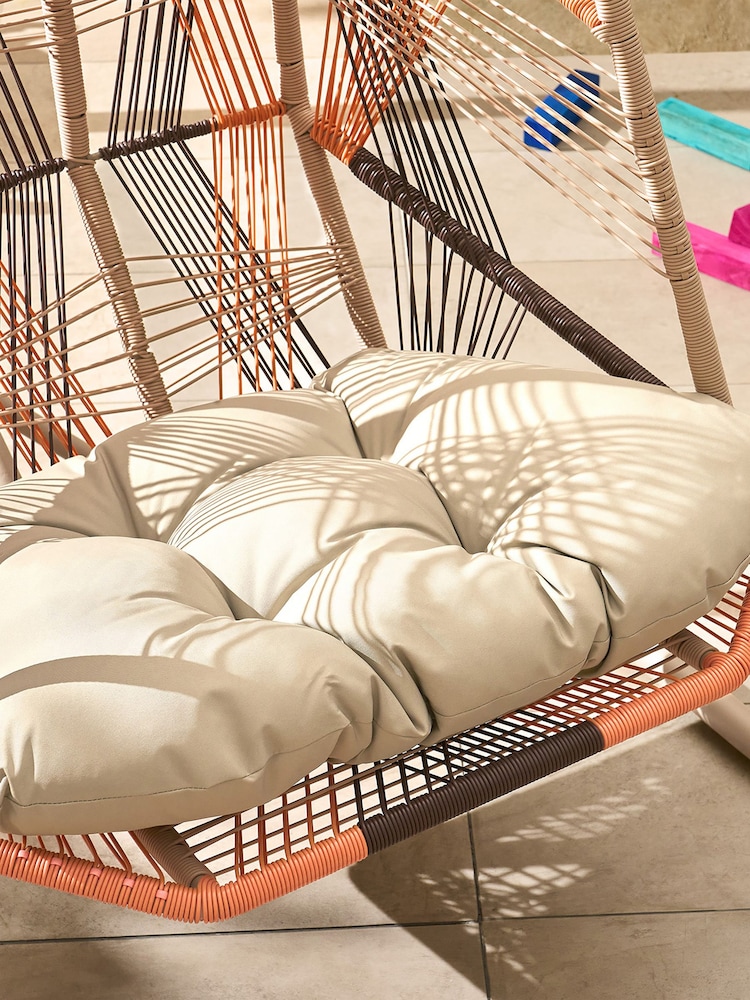 MADE.COM Dark Brown Mix Copa Garden Hanging Egg Chair - Image 2 of 4