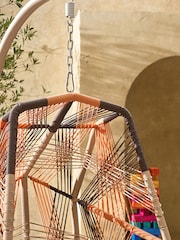 MADE.COM Dark Brown Mix Copa Garden Hanging Egg Chair - Image 3 of 4