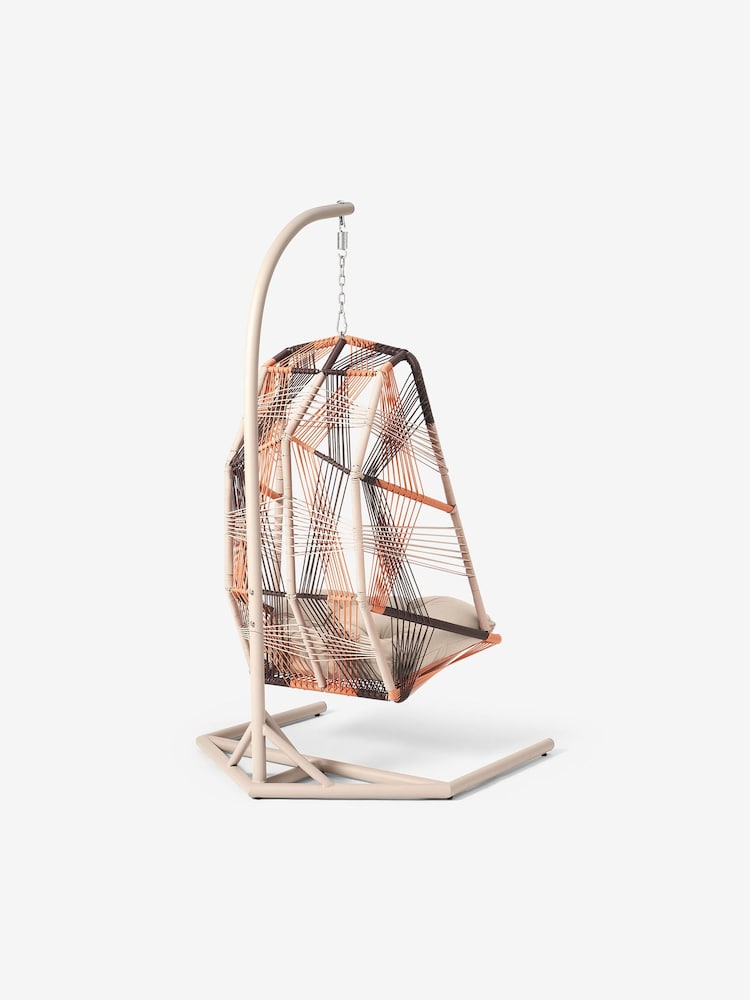 MADE.COM Dark Brown Mix Copa Garden Hanging Egg Chair - Image 4 of 4