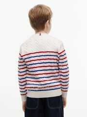 Tommy Hilfiger White Essential Cable Knit Crew Neck Jumper - Image 5 of 10