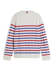 Tommy Hilfiger White Essential Cable Knit Crew Neck Jumper - Image 7 of 10