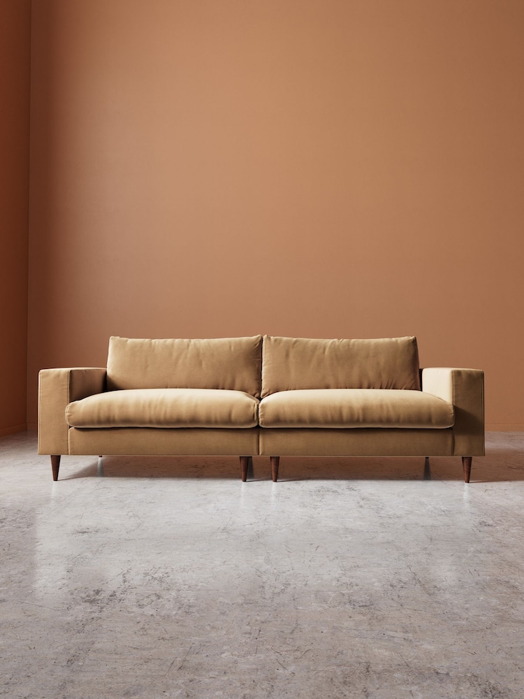 Swoon Biscuit Evesham Easy Velvet 4 Seater Sofa - Image 1 of 5 Swoon Biscuit Evesham Easy Velvet 4 Seater Sofa - Image 1 of 5