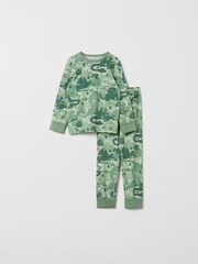Polarn O. Pyret Green Organic Cotton Print Pyjamas - Image 1 of 4