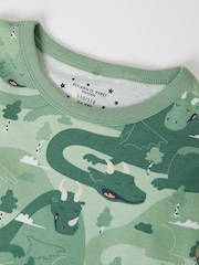 Polarn O. Pyret Green Organic Cotton Print Pyjamas - Image 3 of 4